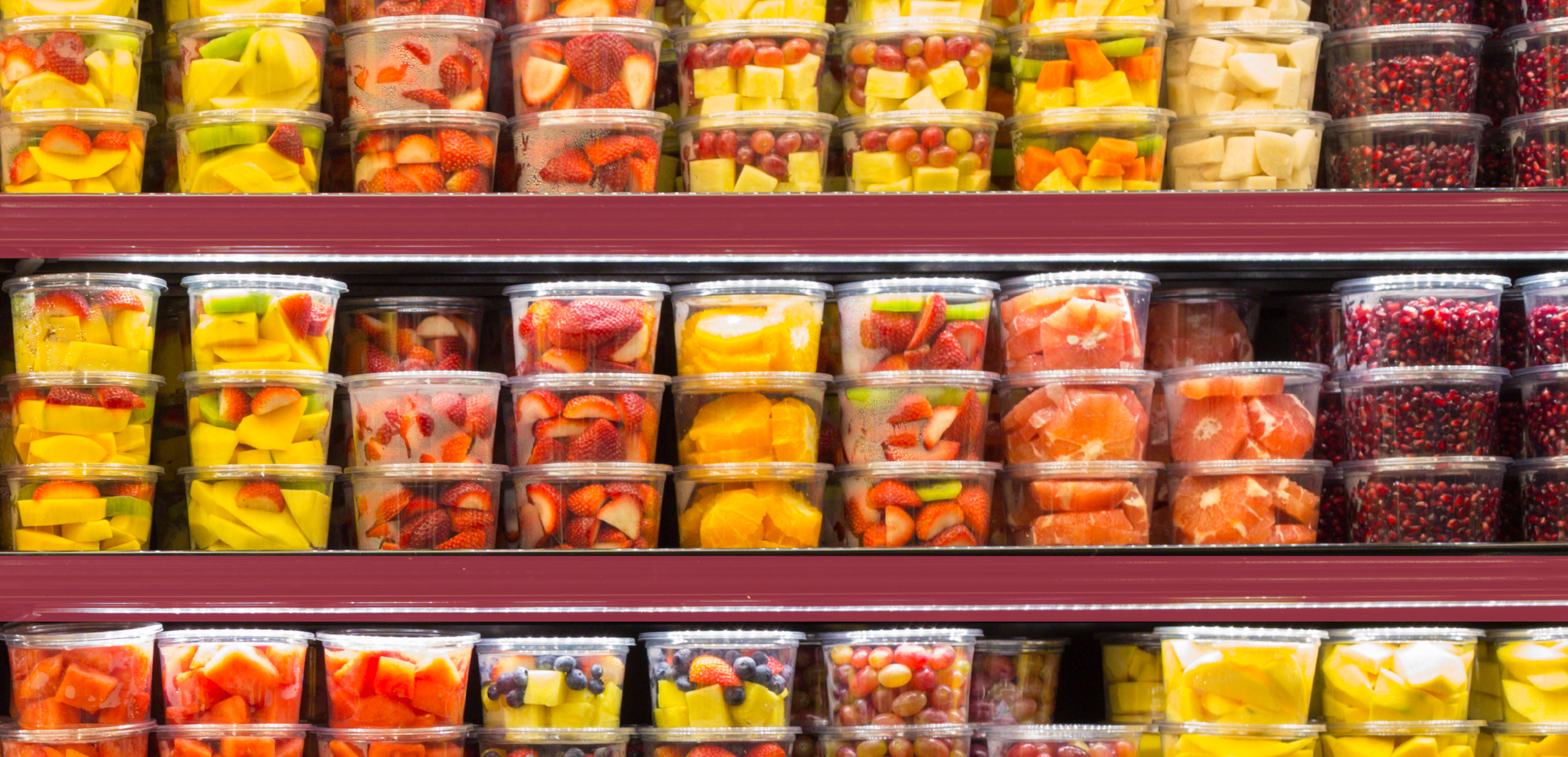 plastic fruit containers in supermarket
